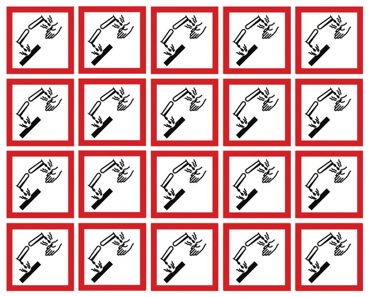 Corrosive GHS Symbols on a sheet