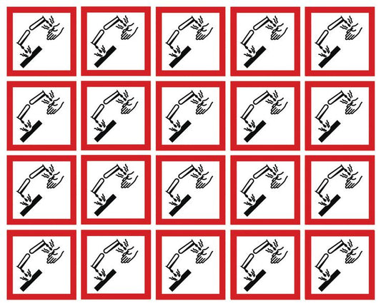 Corrosive GHS Symbols on a sheet