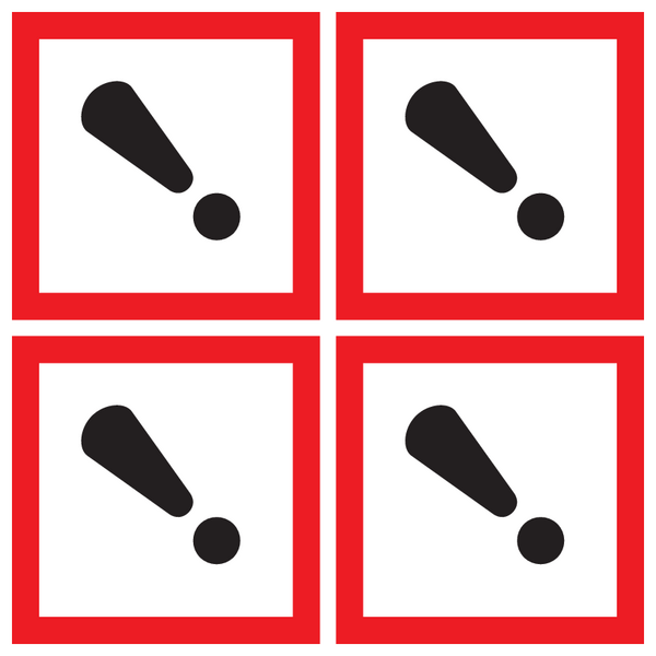 Harmful/Irritant GHS Symbols on a sheet