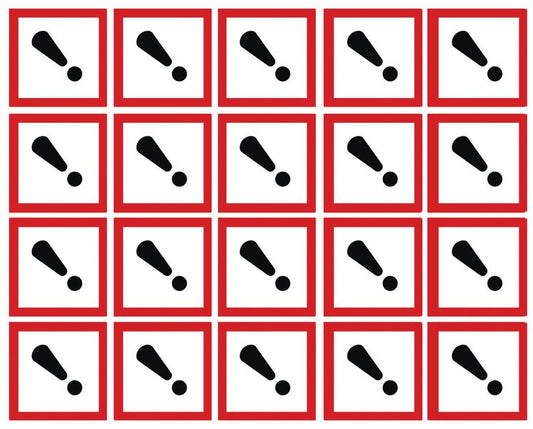 Harmful/Irritant GHS Symbols on a sheet