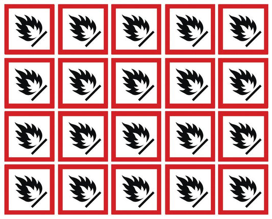 Flammable GHS Symbols on a sheet