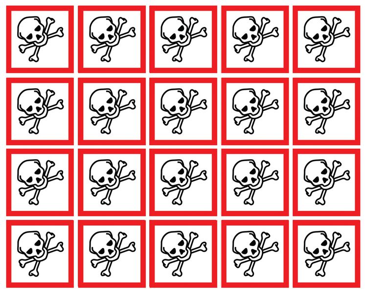 Toxic GHS Symbols on a sheet