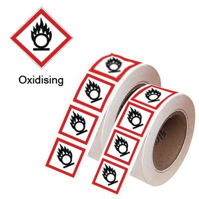 Oxidising GHS Symbols on a roll