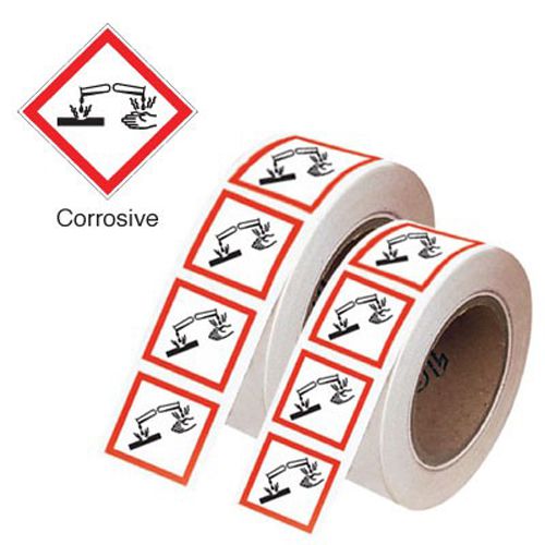 Corrosive GHS Symbols on a roll