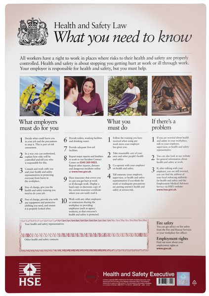 A3 Health and Safety Law Poster Plastic