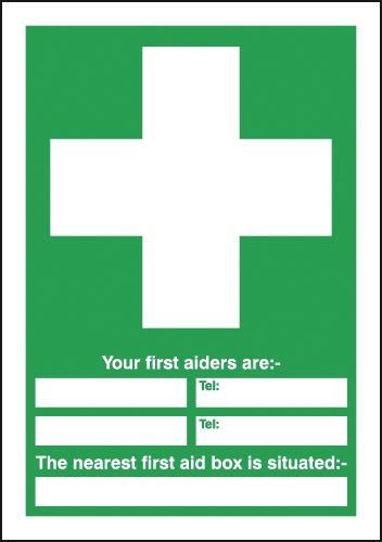 Your First Aiders Are (spaces) Your Nearest First Aid Box Is Situated