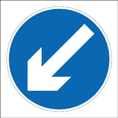 Diagonal Arrow Down Left traffic sign