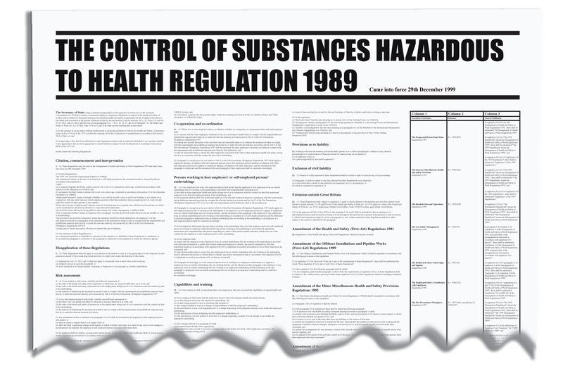 COSHH Regulation 1989 Wallchart