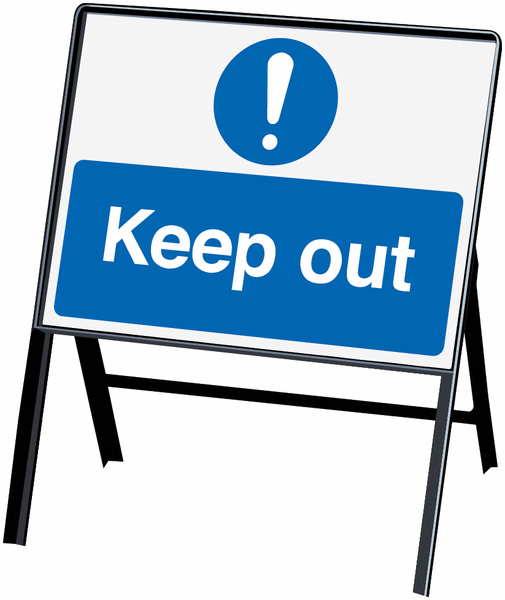 Keep Out stanchion sign
