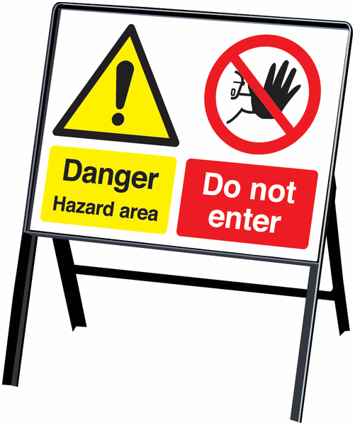 Danger Hazard area Do not enter stanchion sign