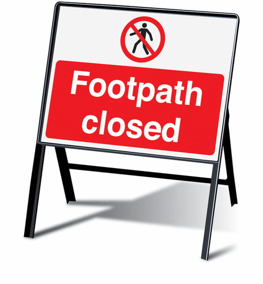 Footpath closed stanchion sign