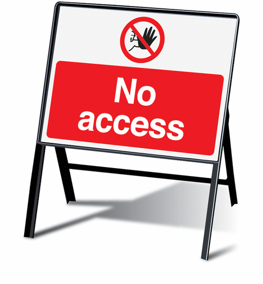 No access stanchion sign