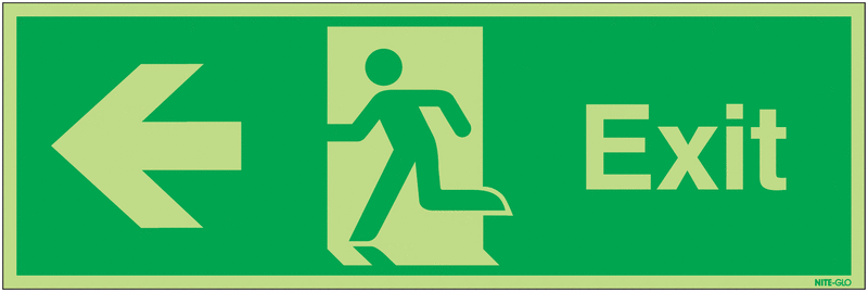 Exit Running Man Arrow Left - Nite Glo