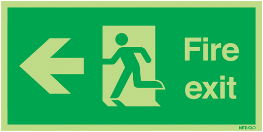 Fire Exit Running Man Arrow Left - Nite Glo