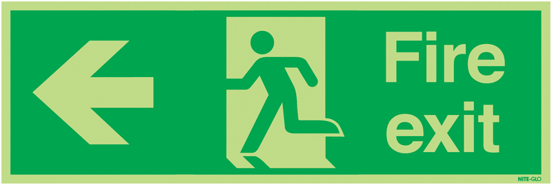 Fire Exit Running Man Arrow Left - Nite Glo