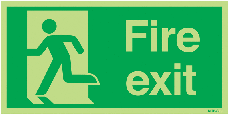 Fire Exit Running Man Left - Nite Glo
