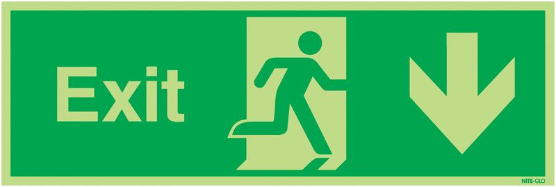 Exit Running Man Arrow Down - Nite Glo