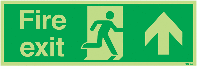 Fire Exit Running Man Arrow Up - Nite Glo