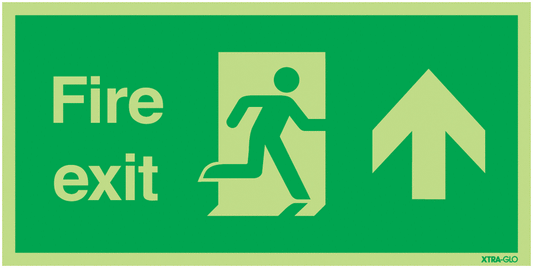 Fire Exit Running Man Arrow Up - Xtra Glo