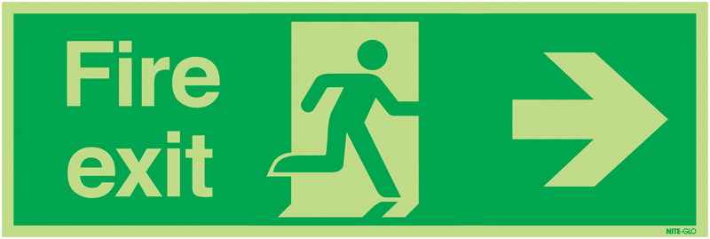 Fire Exit Running Man Arrow Right - Nite Glo