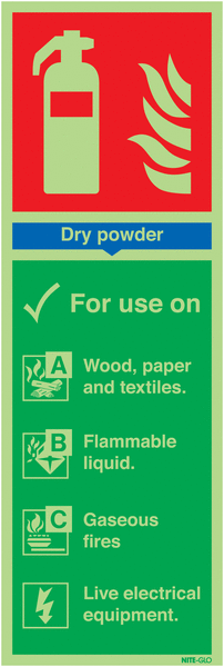 Dry Powder Extinguisher For Use On - Nite glo