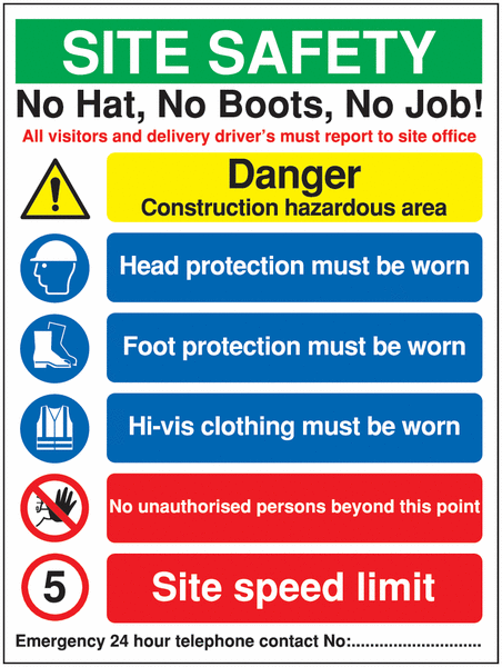 Site safety - No Hats No Boots No Job