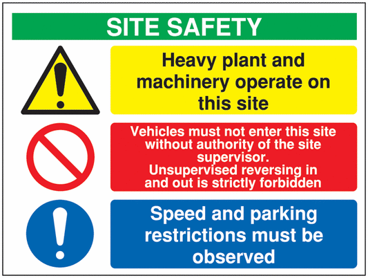 Site safety heavy plant and machinery operate on this site