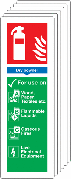 Dry Powder Fire Extinguisher Sign - Pk of 6