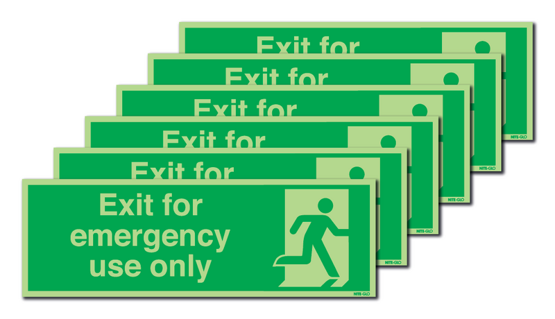Exit For Emergency Use Only - Nite Glo Pk of 6