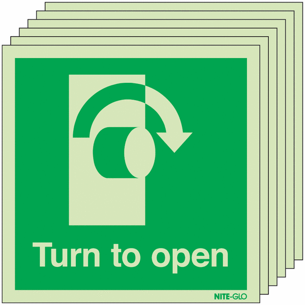 Turn To Open Clockwise - Nite Glo Pk of 6