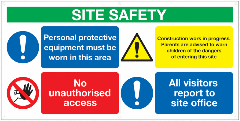 Site Safety PPE, No unauthroised - Banner Sign 500gsm PVC