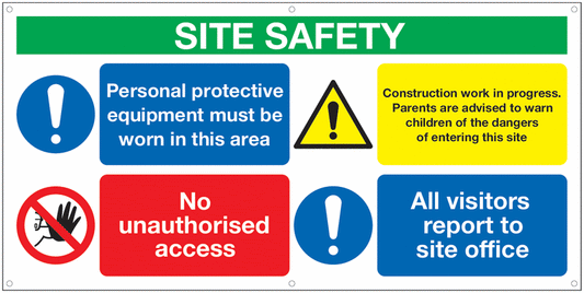 Site Safety PPE, No unauthroised - Banner Sign 500gsm PVC
