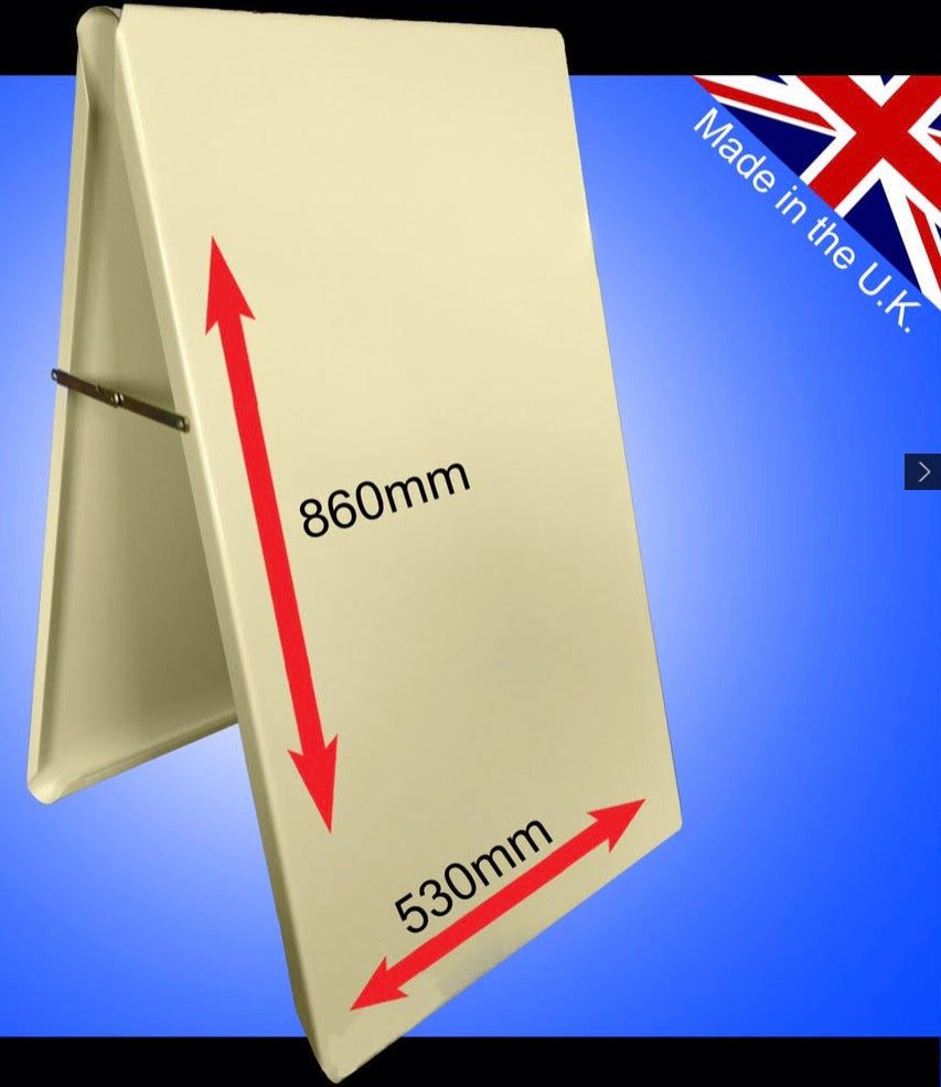 Large A board pavement sign showing measurement sizes of 860mm x 530mm