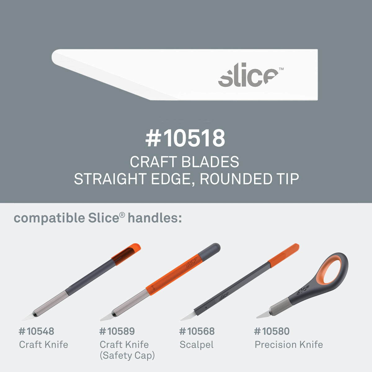 Slice Straight Edge, Rounded Tip Craft Blades