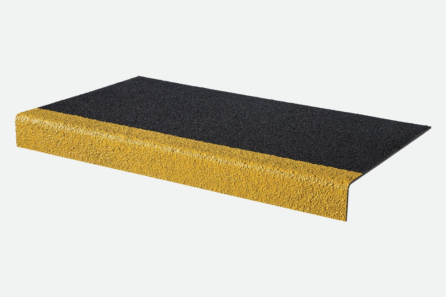 Anti-slip GRP stair treads black yellow nosing industrial steps