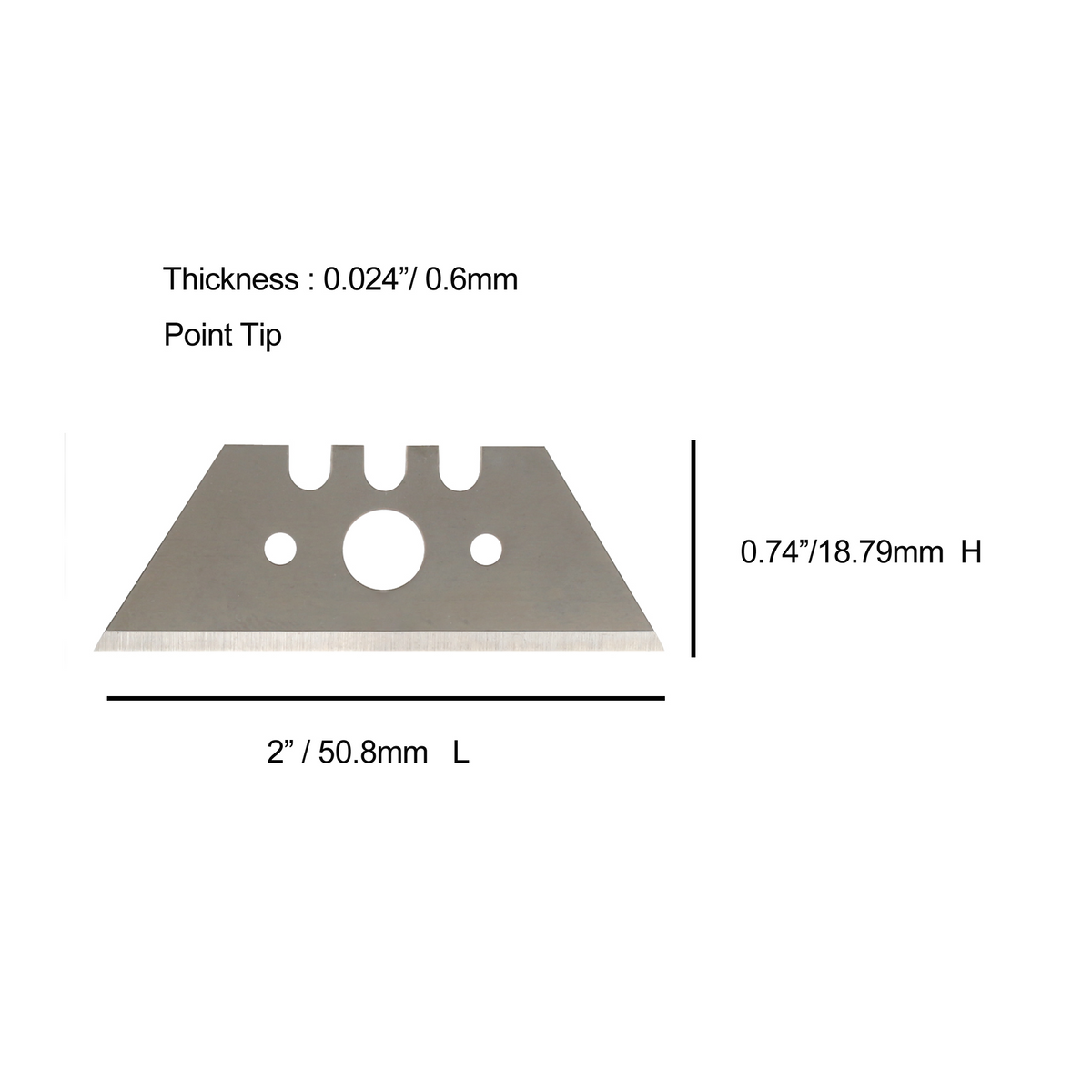 Industrial Pointed Tip Utility Blade - Pack of 100