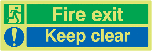 Fire exit Keep clear Reflective sign