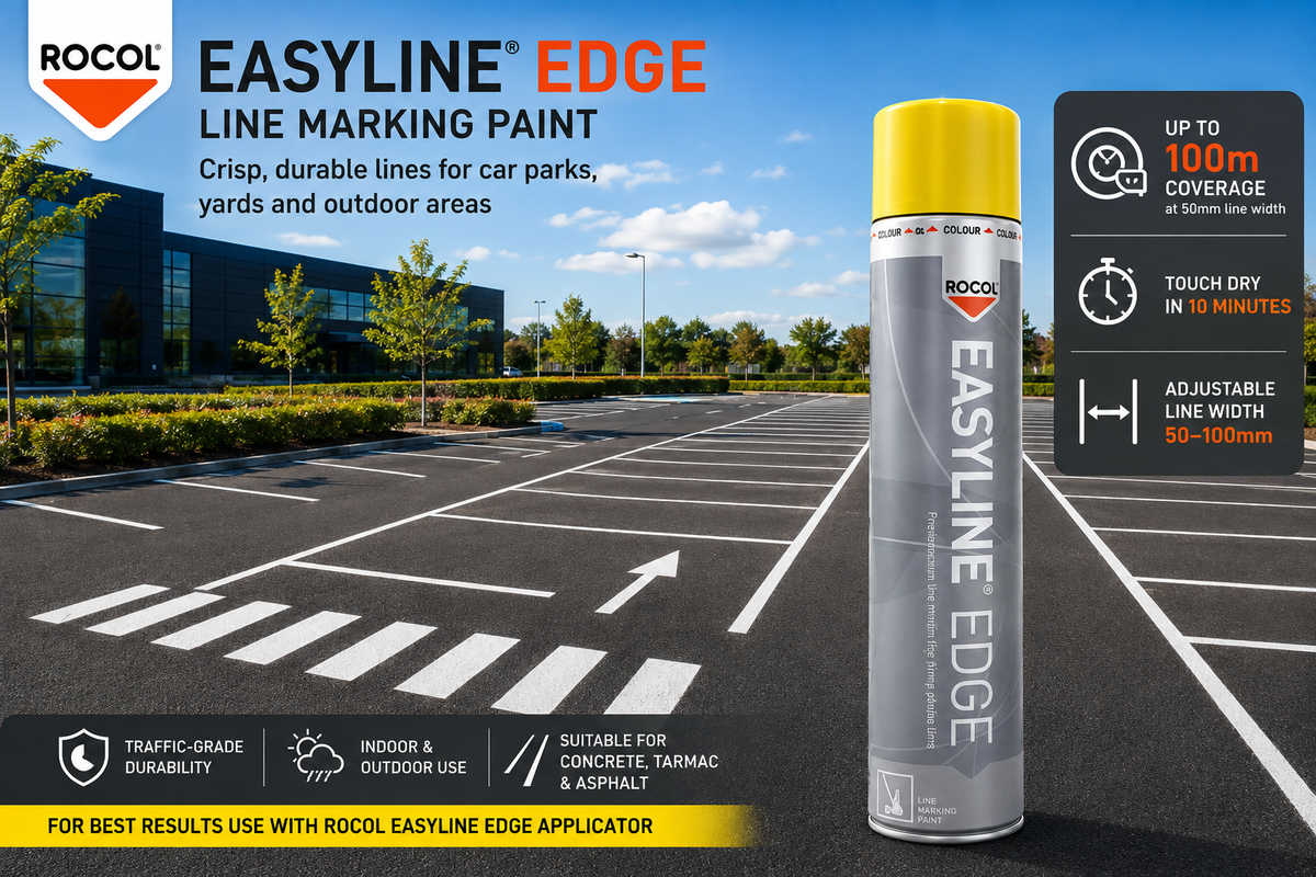 ROCOL EASYLINE EDGE line marking paint for outdoor car parks, tarmac and asphalt
